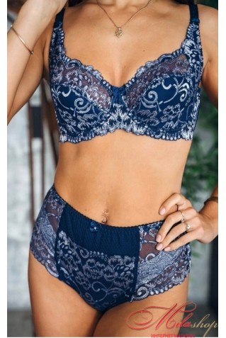 Мереживний комплект з м'якою чашкою Lanny Mode 11911+51911 синій 90Е+Л